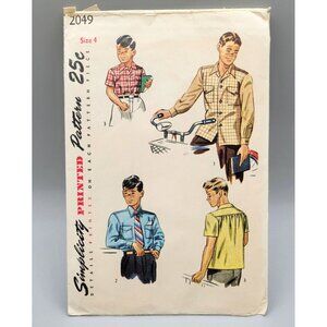 Simplicity 1947 Boys Shirt Pockets Sewing Pattern #2049 Size 4
